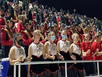 Color Guard & Band in stands